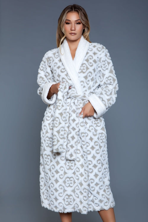 Kimmie Women’s Sherpa Damask Robe