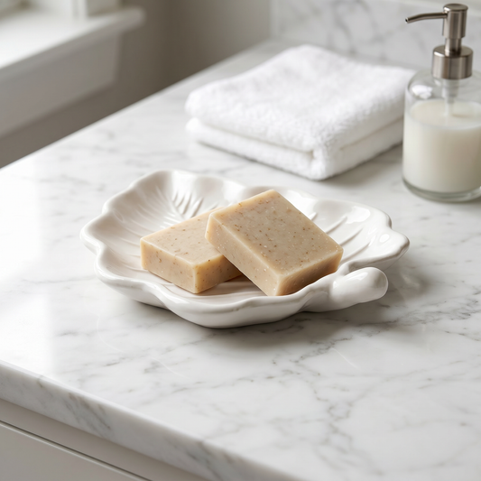 Elm Leaf Decorative Tray, Gypsum White – 6 Inch