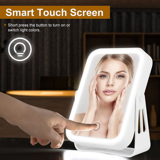10X Magnifying Double-Sided Lighted Travel Makeup Mirror